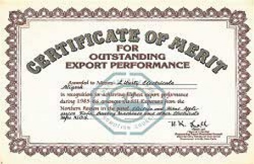 Engineering Export Promotion Council's, Award for Export Excellence, 1985-86