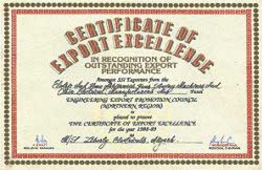 Engineering Export Promotion Council's, Award for Export Excellence, 1988-89