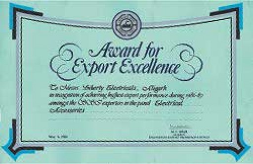 Engineering Export Promotion Council's, Award for Export Excellence, 1986-87
