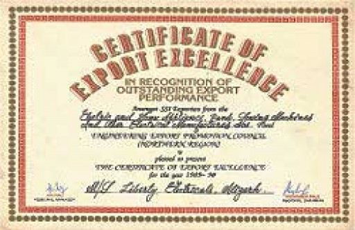 Engineering Export Promotion Council's, Award for Export Excellence, 1989-90